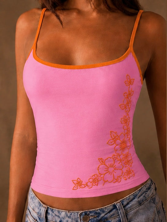 Pink Floral tank top design