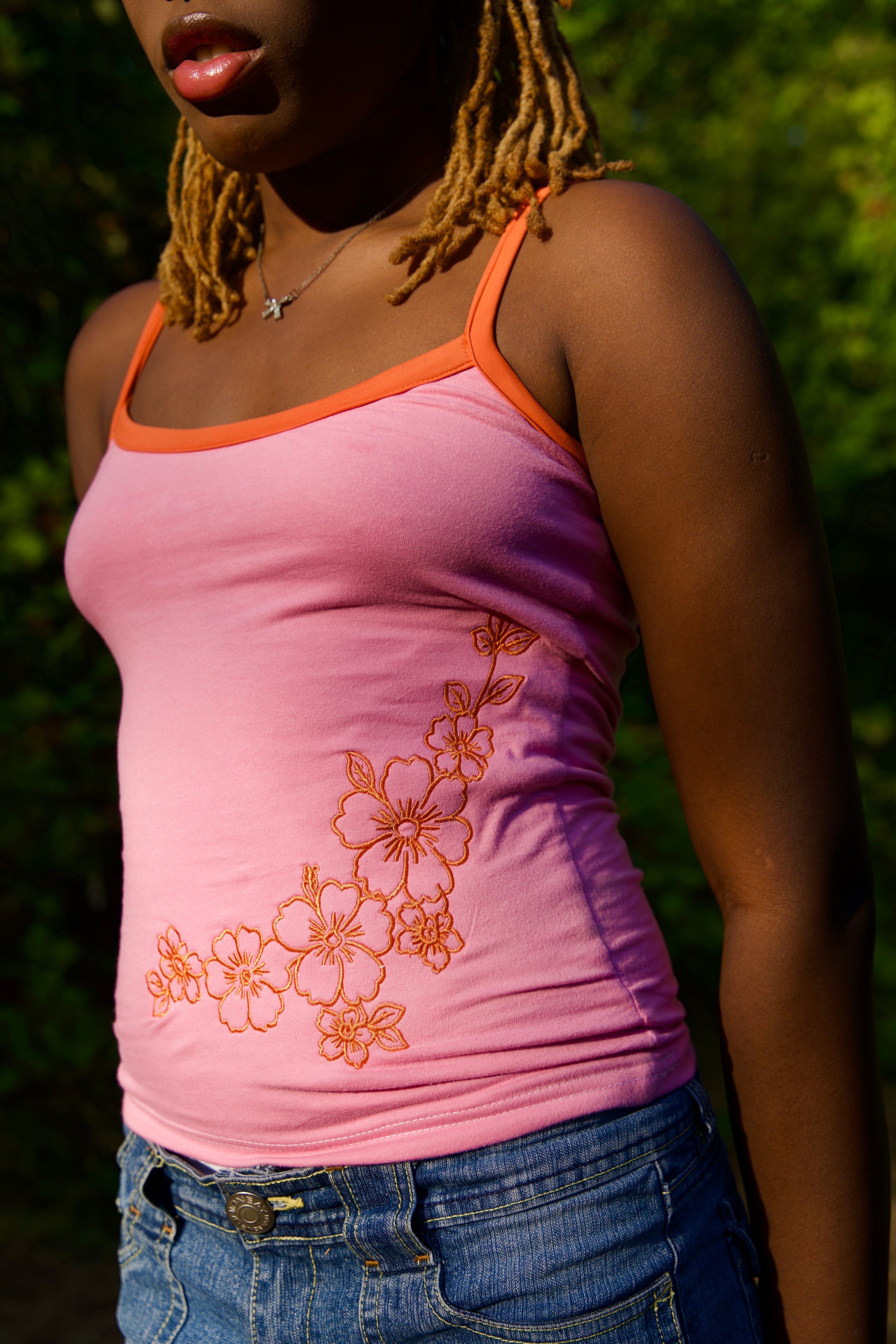 Pink Floral tank top design