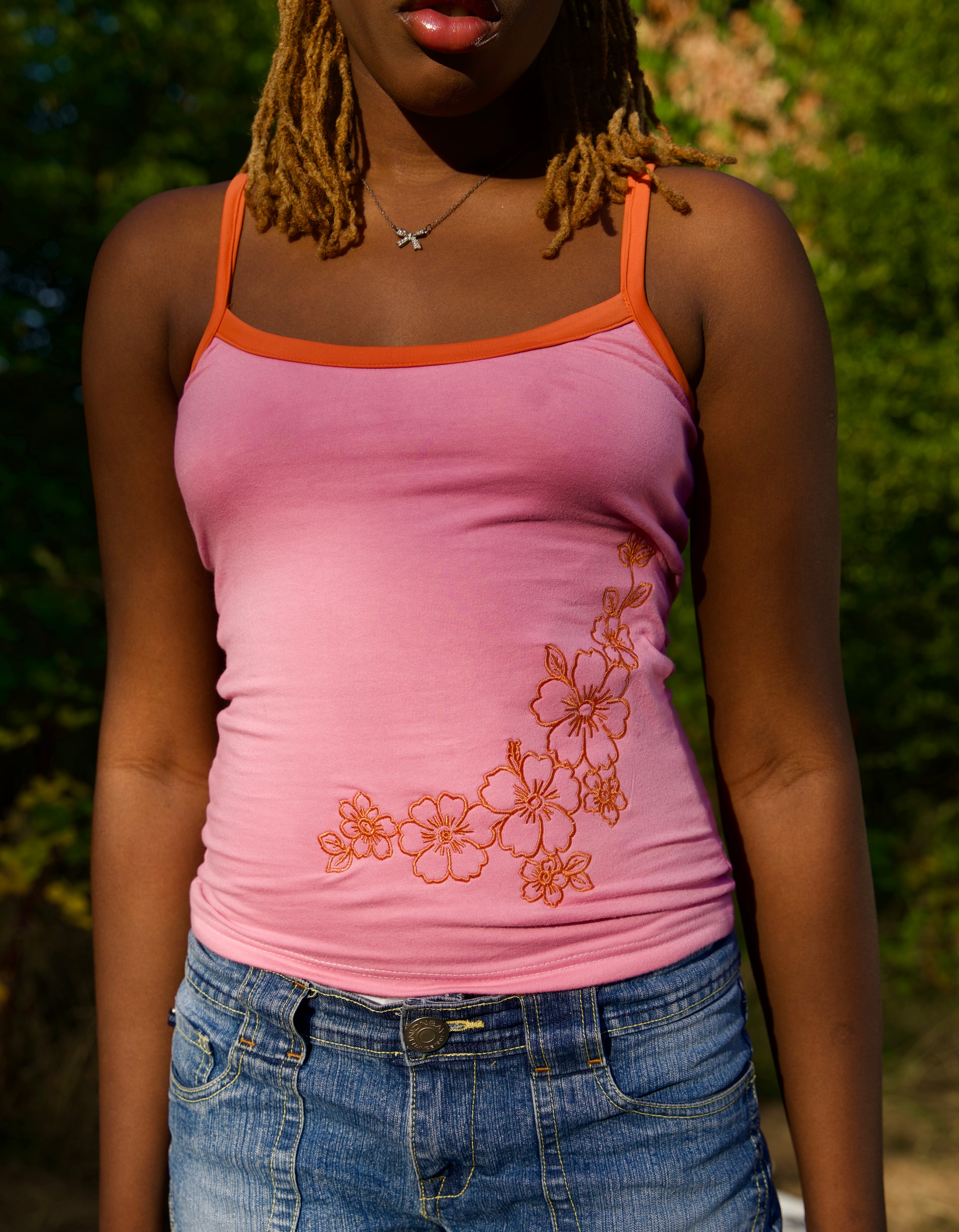 Pink Floral tank top design